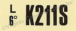 69-70 GT-350 AT ENGINE CODE DECAL  K211S