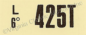 69-70 428 SCJ AT ENGINE CODE DECAL  425T