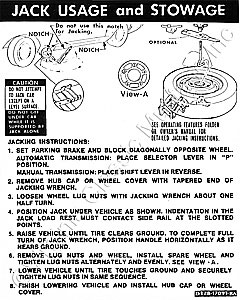 73 CONVERTIBLE WITH REGULAR WHEELS JACK INSTRUCTION DECAL