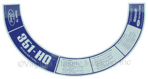 72 351-HO AIR CLEANER DECAL