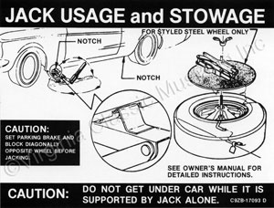 69-70 JACK INSTRUCTION WITH STYLED STEEL WHEELS DECAL