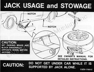 69-70 JACK INSTRUCTION WITH REGULAR WHEELS DECAL