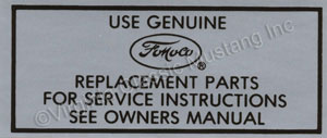 64 1/2-65 V8 SILVER AIR CLEANER SERVICE INSTRUCTION DECAL