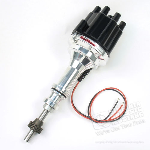 FLAME-THROWER  BILLET ALUMINUM DISTRIBUTOR 260, 289, 302-HAS IGNITOR II MODULE NON-VACUUM-USE W/14&quot; OR SMALLER AIR CLEANER