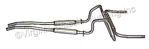 67-70 2&quot; DUAL EXHAUST SYSTEM CORRECT TRANSVERSE STYLE MUFFLER SYSTEM USE ON 289, 302, 390, 428 Police Interceptor
