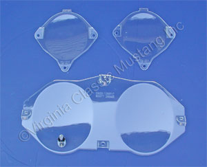 69-70 INSTRUMENT PANEL LENS SET OF 3 USE ON CAR EQUIPPED WITH FACTORY TACH INCLUDES NEW CHROME TRIP ODOMETER BUTTON