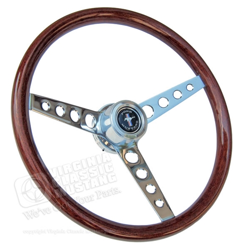 65-67 Mustang GT Classic Wood Steering Wheel Assembly