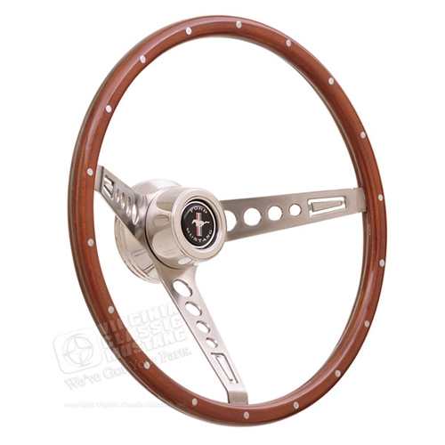 64 1/2 Mustang GT Retro Wood Steering Wheel Assembly