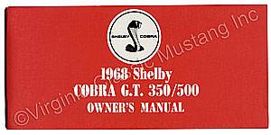 68 SHELBY OWNERS MANUAL