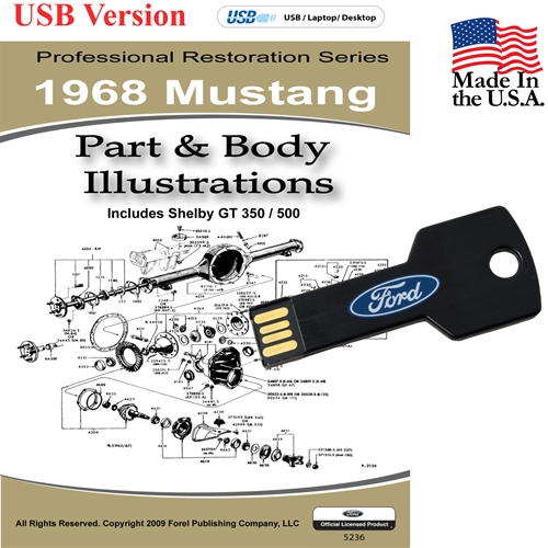 1968 Mustang Parts and Body Illustrations USB Drive