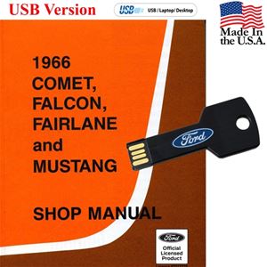 1966 Shop Manual USB Drive Covers Mustang Comet Falcon Fairlane