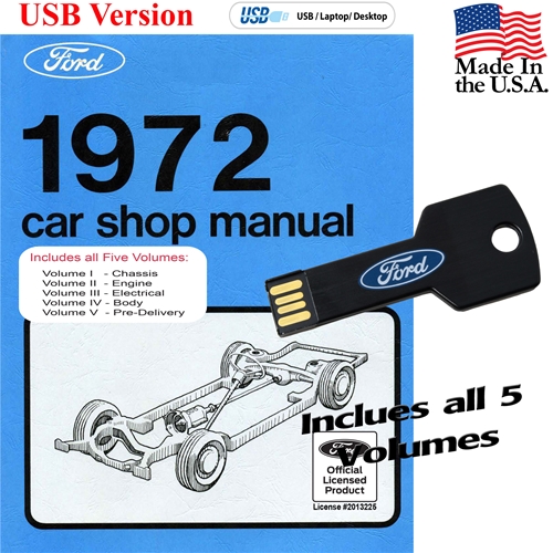 1972 Ford Shop Manual USB Drive