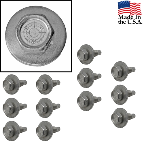 67-69 CADMIUM/SILVER DISC WASHER BOLTS (RBW) SET OF 12