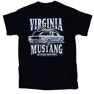Virginia Mustang T-Shirt with 1965 GT350 Shelby Design - Black