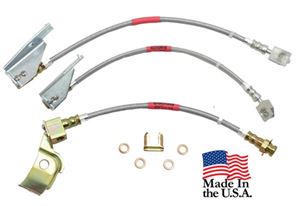 71-73 Mustang Braided Brake Hose Set - 2 Front Disc Hoses and Rear Drum Hose