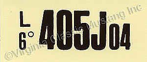 68 GT-500 AT ENGINE CODE DECAL   405J04
