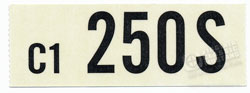 66 289-4V MANUAL TRANS ENGINE CODE DECAL 250S