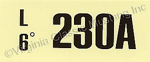 67 289-2V AT ENGINE CODE DECAL (230A)