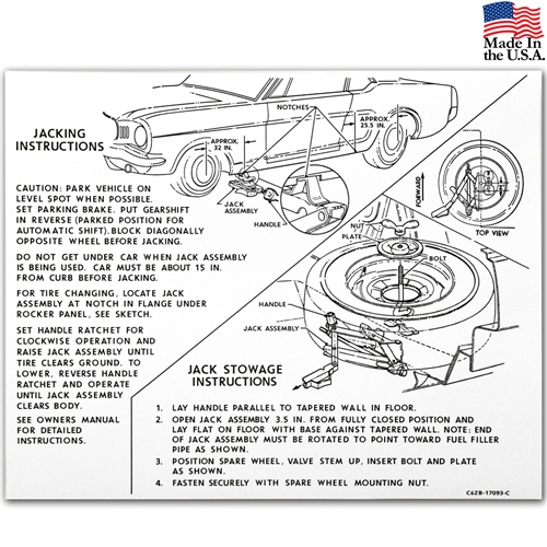 66 Jack Instruction Decal - Concours Quality