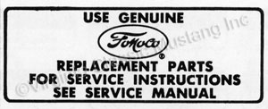 66-67 AIR CLEANER SERVICE INSTRUCTION DECAL