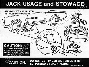 68-70 JACK INSTRUCTION WITH SPACE SAVER DECAL