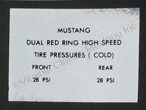 65-66 RED LINE TIRE PRESSURE DECAL