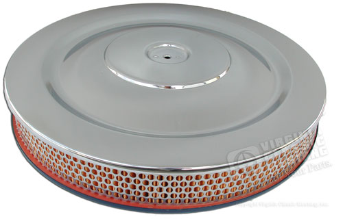 CHROME AIR CLEANER WITH BLUE BASE-EXACT REPRODUCTION  V8