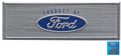 67 BLUE STEP PLATE LABEL SMALLER FORD OVAL WITH PRODUCT OF
