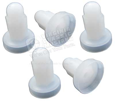 65-66 FASTBACK TRUNK REAR TRIM SCREW PROTECTOR CAPS - SET OF 5 - CLEAR / WHITE