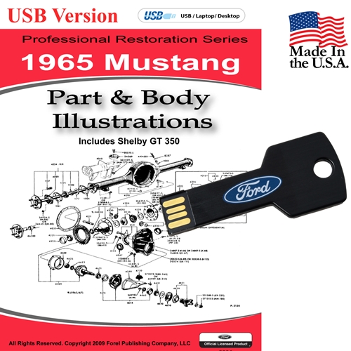 1965 Mustang Parts and Body Illustrations USB Drive