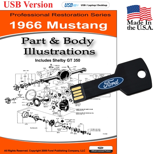 1966 Mustang Parts and Body Illustrations USB Drive