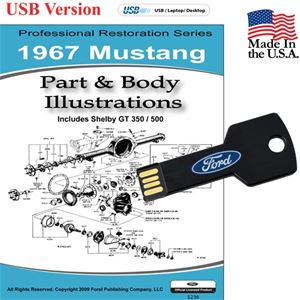 1967 Mustang Parts and Body Illustrations USB Drive 