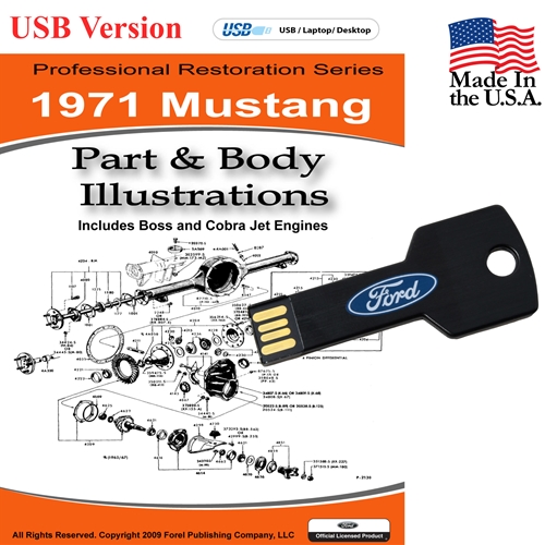 1971 Mustang Parts and Body Illustrations USB Drive