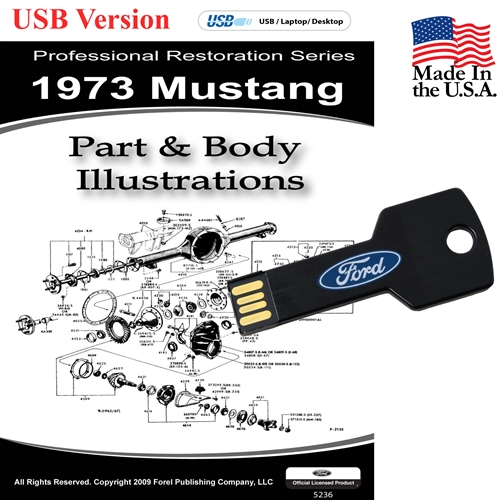 1973 Mustang Parts and Body Illustrations USB Drive