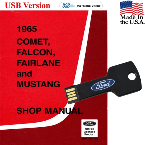 1965 Shop Manual USB Drive Covers Mustang Comet Falcon Fairlane