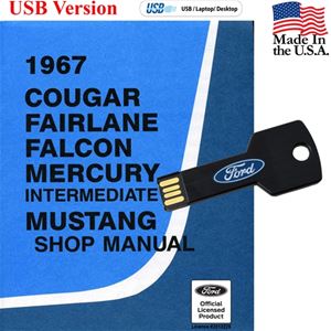 1967 Shop Manual USB Drive Covers Mustang Cougar Falcon and Fairlane