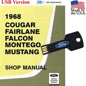 1968 Shop Manual USB Drive Covers Mustang Cougar Falcon Fairlane and Montego