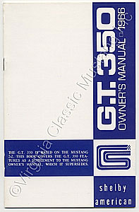 66 SHELBY OWNERS MANUAL