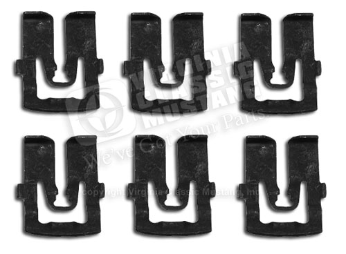67-68 COUPE UPPER REAR WINDOW MOLDING CLIPS- LONG STYLE (6)