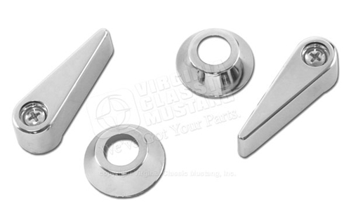 70 FRONT SEAT LATCH CHROME HANDLE SET WITH BEZELS AND SCREWS