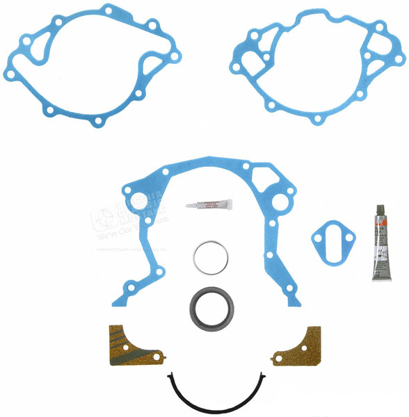 Small Block V8 Timing Chain Cover Gasket Set with Crank Repair Sleeve