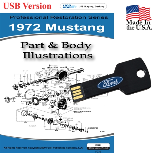 1972 Mustang Parts and Body Illustrations USB Drive       